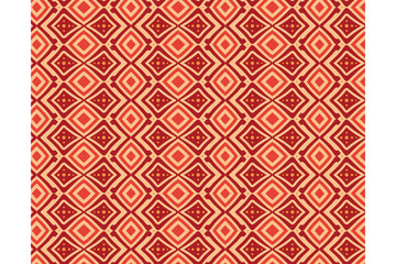 Poster - abstract seamless pattern design template use red brick pastel color. Combination of square, x cross, and circle cross on elements. Antique Rhombuses palette geometrical shape. 