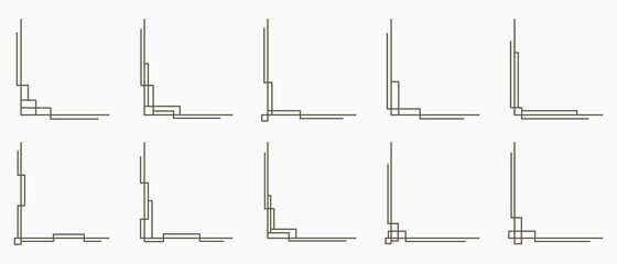 Set of simple corner frames.Design for decoration. Vector illustration.