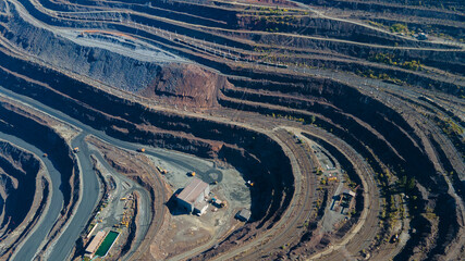 Huge iron ore quarry iron ore quarry top view Aero photo shoot.