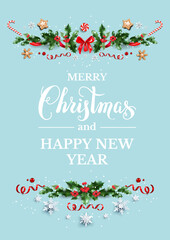 Sticker - Template with Merry Christmas lettering