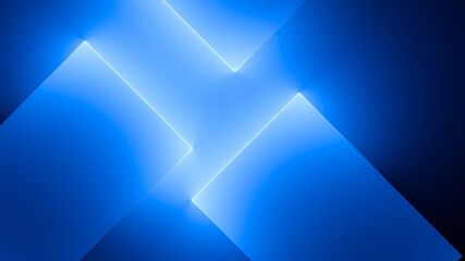 Wall Mural - 3d render, abstract minimal neon background with glowing lines. Wall illuminated with blue light. Simple geometric wallpaper
