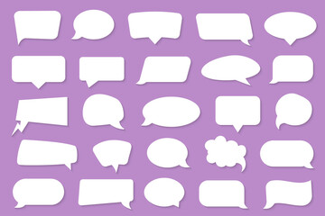 Poster - Blank speech bubbles banner with shadow on a purple background