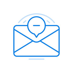 Poster - Unread letter by email vector line icon. Unverified newsletter closed envelope with minus.