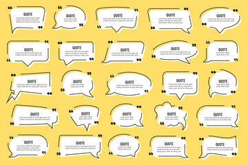 Poster - Big set of quote text speech bubble in a flat design. Quote textbox collection
