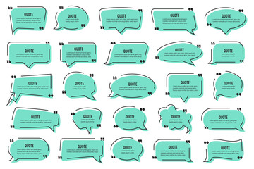 Poster - Big set of quote text speech bubble in a flat design. Quote textbox collection