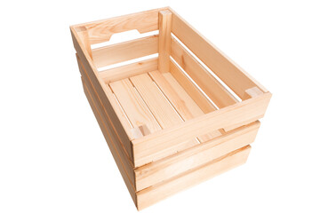 Poster - wooden box made of planks isolated on white background. view from above