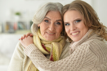 Sticker - Close up portrait of enior woman with daughter