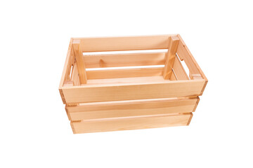 Poster - natural wooden box isolated on white background. side view