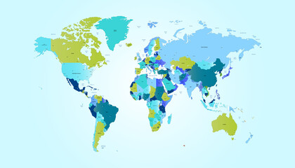  World map. Color vector modern. Silhouette map.