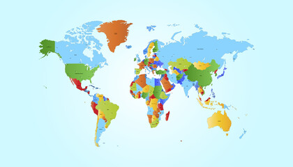 Naklejka na meble World map. Color vector modern. Silhouette map.