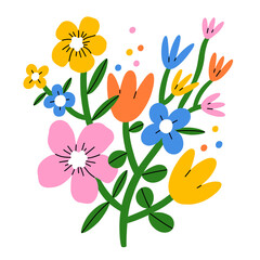 Colorful abstract flowers bouquet, vector illustration