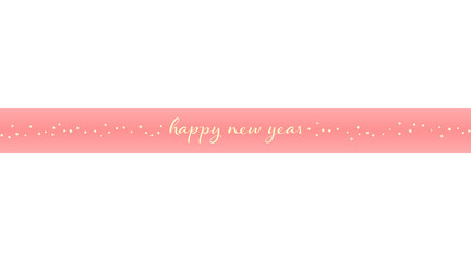 Pink gradient stripe and yellow happy new year text. Snow pattern. Vector illustration.