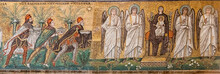 Ravenna, Italy - 01.11.2021 - The Mosaic Of The Holy Mary With Angels And The Three Magi In The Basilica Of Sant Apollinare Nuovo In Ravenna, Emilia Romagna, Italy, Europe