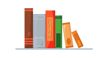 Wall Mural - Pile textbooks on shelf. Cartoon books for bookcase or bookshop illustration vector