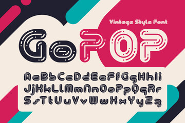 Poster - Vector font set with vintage rounded shape