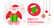 Santa and Christmas elements collection. Christmas concept vector illustration in cute flat style.