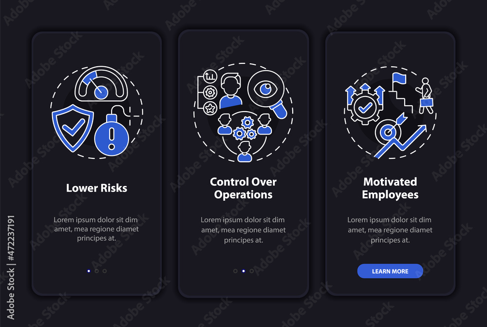Internal growth perks dark onboarding mobile app page screen ...