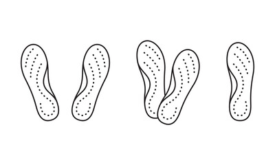 Wall Mural - Orthopedic insoles, linear icons set. Outline simple vector of orthotic arch support. Contour isolated pictogram on white background