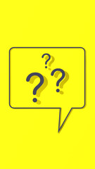 Fototapete - Question mark with shadow on yellow background. Vertical image. 3D image. 3D rendering.