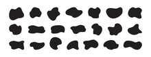 Blob Organic Irregular Shape Vector, Black Random Melt Spot Set Isolated On White Background. Abstract Geometric Illustration