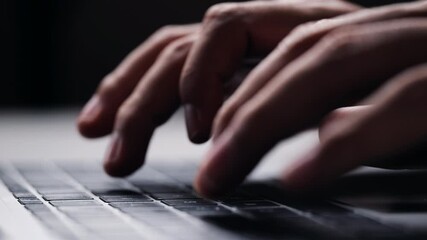 Poster - Close-up of Male hand typing laptop keyboard.