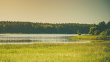 Lake With Green Reeds On Masuria, Poland