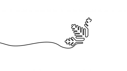 Poster - Continuous one line drawing of snowflake. Christmas decoration drawn by one single line. 4K video animation with alpha channel.