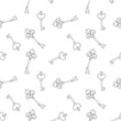 Vector seamless pattern with keys. Linear illustration on white background in cartoon style