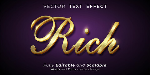 Editable text effect Rich, gold effect text style concept
