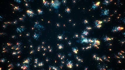 Poster - Abstract Falling Magic Particles Background Loop/ 4k animation of an abstract wallpaper background with colorful falling particles seamless looping for holidays and events celebration