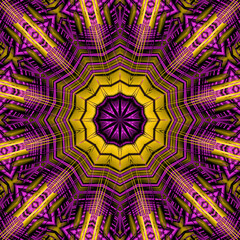 Wall Mural - 3d effect - abstract violet gold polygonal pattern