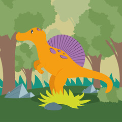 Wall Mural - orange spinosaurus card