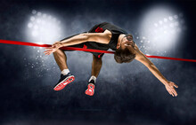 Man In Action Of High Jump