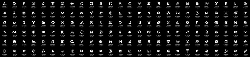 Poster - Abstract logos collection with letters. Geometric abstract logos. Icon design 