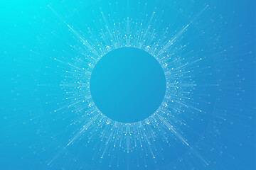 Poster - Quantum computer technology concept. Deep learning artificial intelligence. Big data algorithms visualization for business, science, technology. Waves flow, illustration.