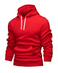 Canvas Print - Red hoodie template. Hoodie sweatshirt long sleeve with clipping path, for design mockup for print. Hoody isolated on white background. Half turn.