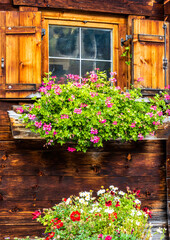 Canvas Print - old wooden window at a facade