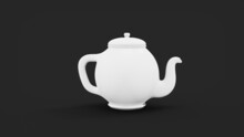 Side View Of A White Teapot 3d Render