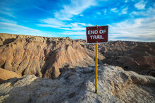 End Of Trail Sign In Badlands National Park