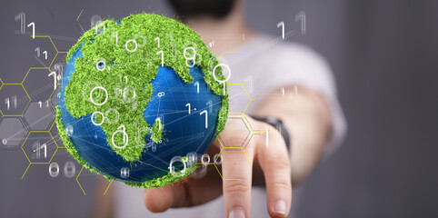 volumetric green recycling sign 3d digital