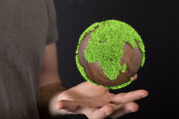 ecology concept of green earth globe made of leaves