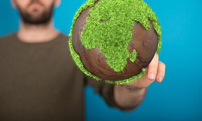 ecology concept of green earth globe made of leaves