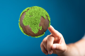 green 3d planet concept, recycle sign