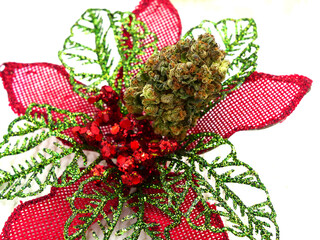 Wall Mural - Christmas Cannabis Present Marijuana Bud holiday xmas decoration Flower celebrate 