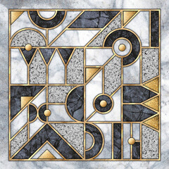 Wall Mural - abstract geometric background. art deco pattern with mosaic inlay grid. mixed tiles with artificial 