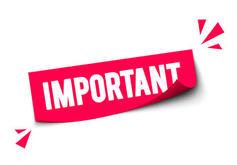 Fototapete - Vector Illustration Red 3D Important Sticker