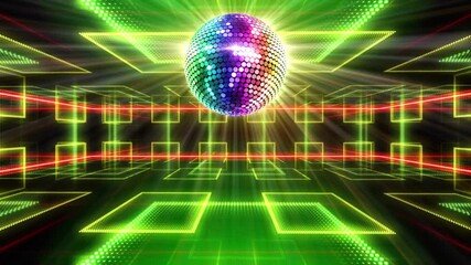Wall Mural - mirror ball disco lights star glitter club dance party background.