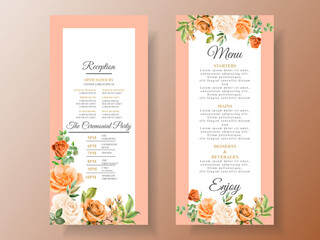 Wall Mural - Beautiful orange flower wedding invitation card