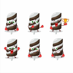 Sticker - A sporty gummy candy chocolate milk boxing athlete cartoon mascot design