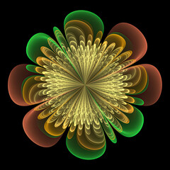 Wall Mural - abstract fractal mandala, computer-generated illustration.